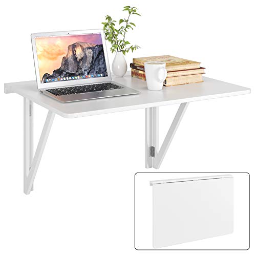 HOMFA 80x60CM Mesa Plegable de Pared Mesa Portátil Mesa para estudio Mesa de comedor Mesa de escritorio Mesa de oficina Blanco