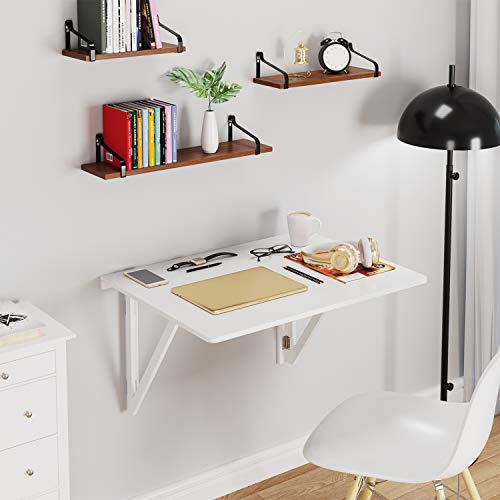 HOMFA 80x60CM Mesa Plegable de Pared Mesa Portátil Mesa para estudio Mesa de comedor Mesa de escritorio Mesa de oficina Blanco