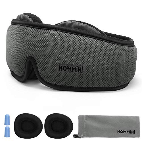 HOMMINI Antifaz para Dormir, 3D Máscara para Dormir con Ajustable Correa 100% Anti-Luz Antifaces para Los Ojos, Espuma de Memoria Transpirable y Ultra Suave máscara para Ojos para Dormir