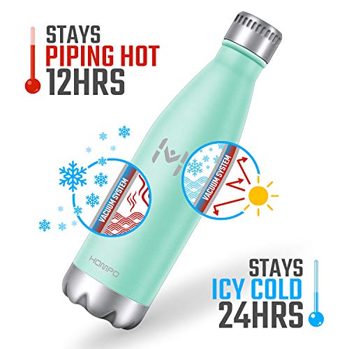 HOMPO Botella de Agua de Acero Inoxidable Botella Termica 1L, Botella Sin Bpa & Eco Friendly, Mantiene Bebidas frías por 24h y Calientes por 12h, Adecuada para Viaje, Deporte, Bicicleta, Gimnasio