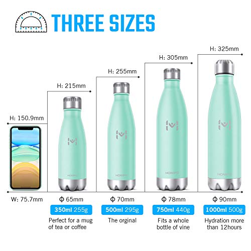 HOMPO Botella de Agua de Acero Inoxidable Botella Termica 1L, Botella Sin Bpa & Eco Friendly, Mantiene Bebidas frías por 24h y Calientes por 12h, Adecuada para Viaje, Deporte, Bicicleta, Gimnasio
