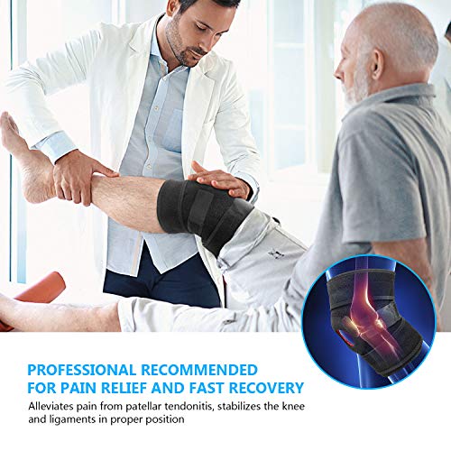 HOMPO Profesionales Rodillera Menisco Ortopédica - Rodillera Rotuliana Estabilizador Ajustable Seco Transpirable para ACL, MCL, LCL Recuperación de Lesiones y Fútbol, Negro