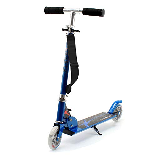 Honkid Patinete Aluminio con 2 Ruedas - Scooter Patinete Plegable 85cm Altura Ajustable para niños de 3-12 años de Edad, Azul