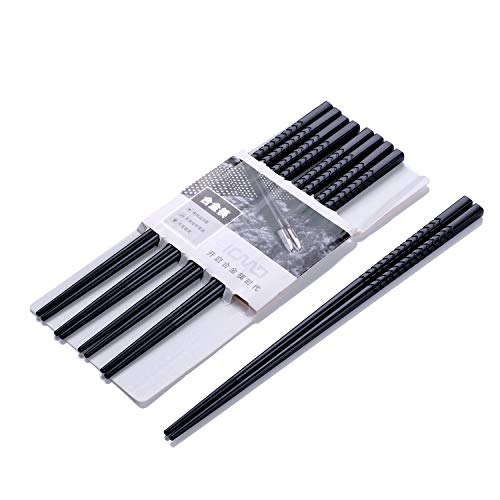 hopewey Palillos japoneses 5 Pares de bastidores de Almuerzo de aleación Reutilizables bastidores Lavables para Juegos de vajilla de Mesa Negro Hecho a Mano G3