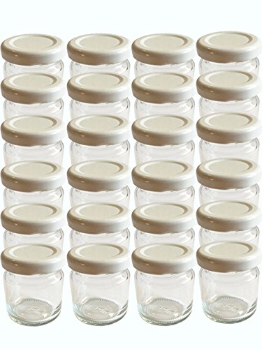 Horno desmoldable Juego vacías redondo – Tarros vasos 53 ml Tapa Color Blanco to 43 tarros miel Caviar mermelada Conservas miel, vasos,, Mucha Conservas (Cristal, Set Vasos, Apicultor miel vasos