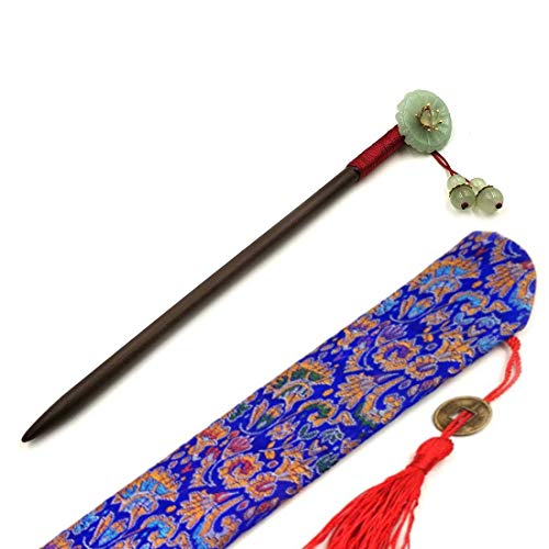 Horquilla para el pelo de madera con piedra de jade, para mujeres y niñas, estilo vintage, para palillos largos