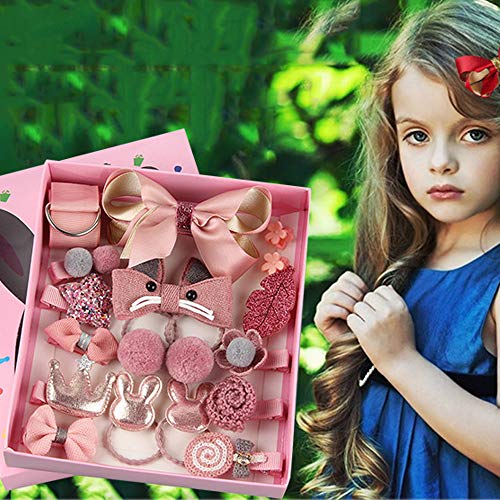 Horquillas Pelo Bebe, ZoneYan Pinzas Pelo Bebe Niña, Clips Pelo Bebe Niña Rosa, Pinzas Niña e Gomas Pelo Niña 18 Piezas