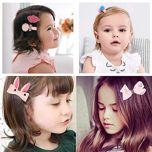 Horquillas Pelo Bebe, ZoneYan Pinzas Pelo Bebe Niña, Clips Pelo Bebe Niña Rosa, Pinzas Niña e Gomas Pelo Niña 18 Piezas