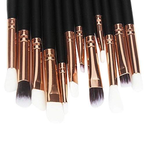 Hosaire Set de 12 Set Herramientas Pinceles Maquillaje Cepillo de Ojos Sombra de Ojos Sombra de Cejas Corrector Cosméticos Cepillo