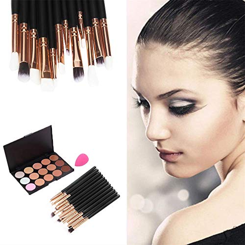Hosaire Set de 12 Set Herramientas Pinceles Maquillaje Cepillo de Ojos Sombra de Ojos Sombra de Cejas Corrector Cosméticos Cepillo