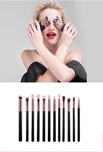 Hosaire Set de 12 Set Herramientas Pinceles Maquillaje Cepillo de Ojos Sombra de Ojos Sombra de Cejas Corrector Cosméticos Cepillo