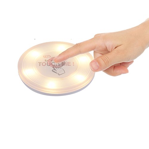 HOTSO Lámpara Táctil LED Luz Inteligente Inalámbrica Sensor Tacto Electrónico Iluminación Ligero y Pequeño Cuidado a Ojos Pegar en la Pared Techo (Luz cálida)