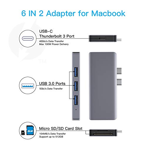 HOTUCG USB 3.0 Hub, Adaptador USB 3.0, Adaptador 5 IN 1, HDMI 2K 1080P, 2 USB 2.0, Lector de Tarjetas SD/Micro SD, Type A 3.0 Hub para portátiles con Windows 10/8/7/XP, No MacOS/Vista, Spacegrey