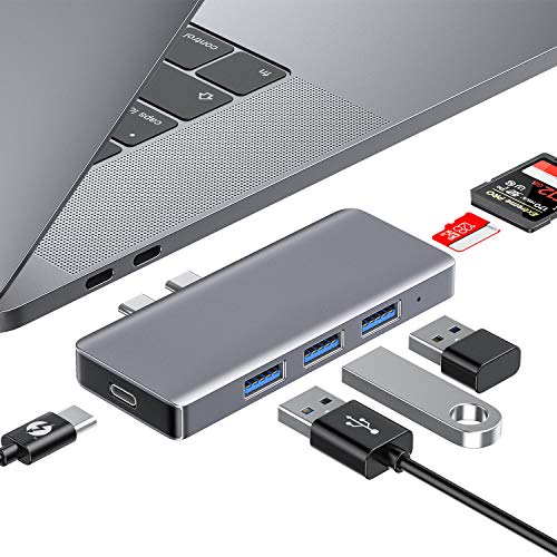 HOTUCG USB 3.0 Hub, Adaptador USB 3.0, Adaptador 5 IN 1, HDMI 2K 1080P, 2 USB 2.0, Lector de Tarjetas SD/Micro SD, Type A 3.0 Hub para portátiles con Windows 10/8/7/XP, No MacOS/Vista, Spacegrey