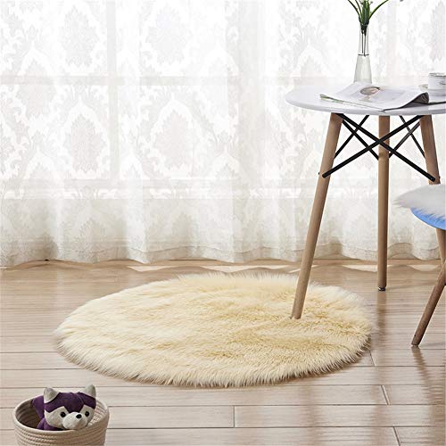 HotYou Alfombra Oveja de Piel Sintética Felpudo Antideslizante Lujosa Suave Lana Artificial Alfombra para salón Dormitorio baño sofá Silla Cojín,Luz Amarilla,Personalizacion