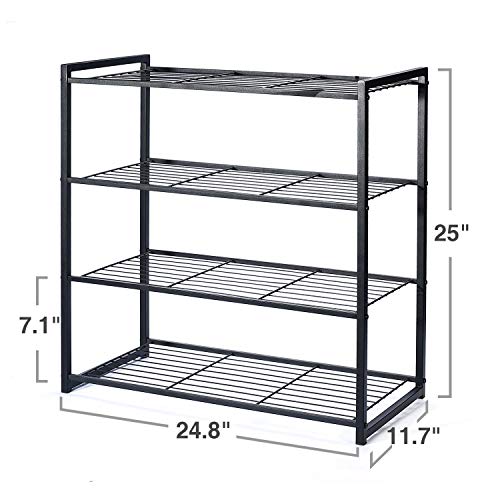 HOUSE DAY Estante de Zapatos para armarios 4 Niveles Ajustable Organizador de Zapatos DIY Estante de Zapatos Independiente 63.5 cm de Ancho Estante de Zapatos de Metal Estante