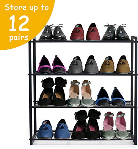 HOUSE DAY Estante de Zapatos para armarios 4 Niveles Ajustable Organizador de Zapatos DIY Estante de Zapatos Independiente 63.5 cm de Ancho Estante de Zapatos de Metal Estante