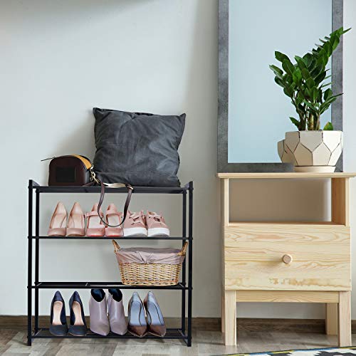 HOUSE DAY Estante de Zapatos para armarios 4 Niveles Ajustable Organizador de Zapatos DIY Estante de Zapatos Independiente 63.5 cm de Ancho Estante de Zapatos de Metal Estante