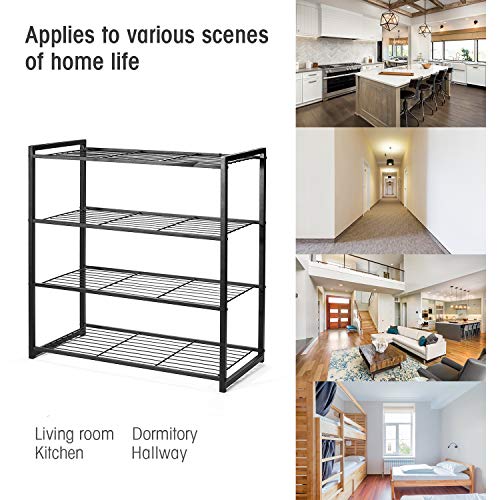 HOUSE DAY Estante de Zapatos para armarios 4 Niveles Ajustable Organizador de Zapatos DIY Estante de Zapatos Independiente 63.5 cm de Ancho Estante de Zapatos de Metal Estante