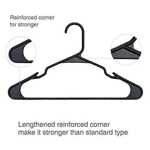 HOUSE DAY Perchero Plástico Negro Que Ahorra Espacio 50 Piezas Perchas de Plástico D0.6cm L42cm