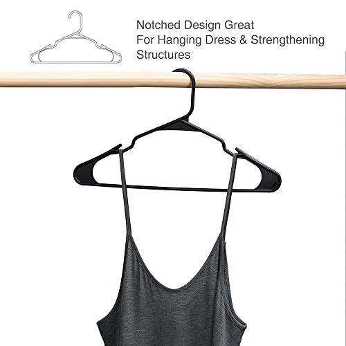 HOUSE DAY Perchero Plástico Negro Que Ahorra Espacio 50 Piezas Perchas de Plástico D0.6cm L42cm