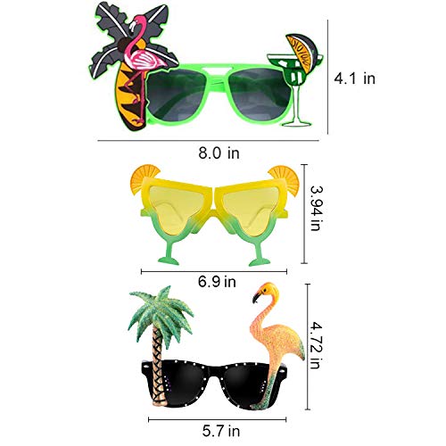 Howaf 3 Pares Divertidas Tropical Fiesta Gafas de Sol, Hawaianas Fiesta Gafas Máscaras para Verano Luau Piscina Playa Fiesta Accesorios, Boda, Fiesta de Cumpleaños, Carnaval Viaje Fiesta Disfraces