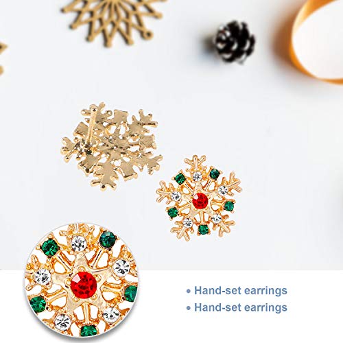 HOWAF 7 Pares Pendientes Navidad para Mujer Niña Navidad Regalo Maquillaje Accesorios Decoraciones Artículo, Árbol de Navidad Sombrero de Papa Noel Reno Copo de Nieve Cascabel Pendientes aretes