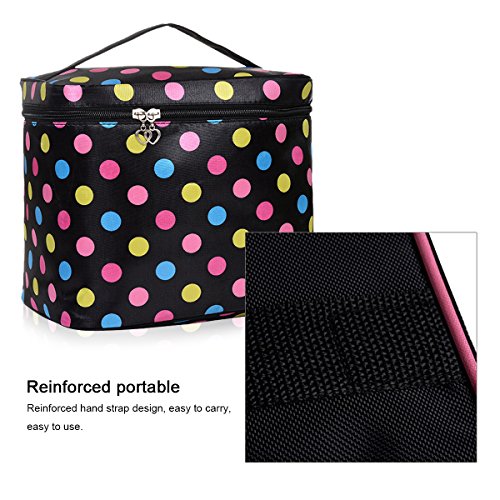 HQdeal Gran Capacidad de Viaje de Maquillaje Organizador de Almacenamiento Cosmético de la Bolsa de Trabajo Impermeable Para Las Mujeres - Negro