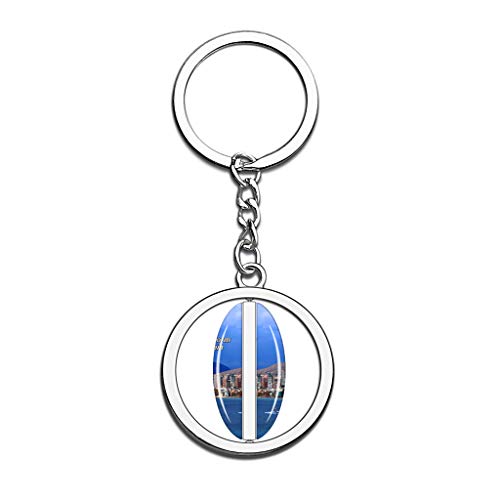 Hqiyaols Keychain España Benidorm Cristal Girar Acero Inoxidable Llavero Viajes Ciudad Recuerdo Llavero