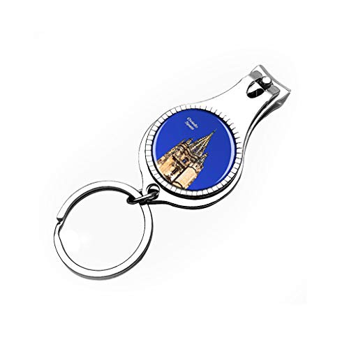 Hqiyaols Keychain España Catedral de San Salvador Oviedo Cortaúñas Abridor de Botellas Lima de uñas Llavero Cristal Acero Inoxidable Multifuncional Recuerdo Regalo