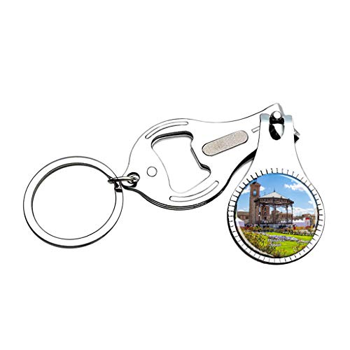 Hqiyaols Keychain España Palacio Arzobispal Alcalá de Henares Cortaúñas Abridor de Botellas Lima de uñas Llavero Cristal Acero Inoxidable Multifuncional Recuerdo Regalo