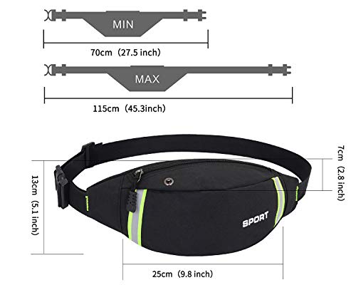 HRainbow Riñoneras Deportivas Mujer Hombre Riñoneras Running de Moda Bolsa de Cintura para Telefono Impermeable para Viaje Correr Ciclismo Paseo (Negro)