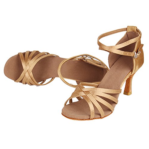 HROYL Zapatos de Baile Latino Mujer Salsa Tango Bachata Vals Zapatos de Baile de Salon,213-Beige-7, EU 40