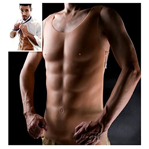 HUA JIE Los Hombres Desgaste de la Forma de la falsificación del músculo Abs Camiseta Invisible del músculo Que Basa la Talladora del Cuerpo de Silicona