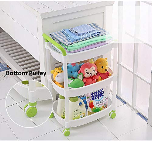 HUANXI 2 Nivel Estante de Almacenamiento Nevera con Ruedas,Azul Plástico Carrito de Peluqueria con Asas Ergonómicas para Salón De Belleza En Casa