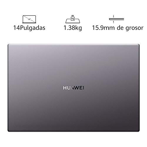Huawei Matebook D 14 - Ordenador Portátil de 14" FullHD (AMD Ryzen 5 3500u, 8 GB RAM, 512 GB SSD, Multi-Screen Collaboration, Sensor de Huella, Windows 10 Home), Space Gray, Teclado QWERTY Español