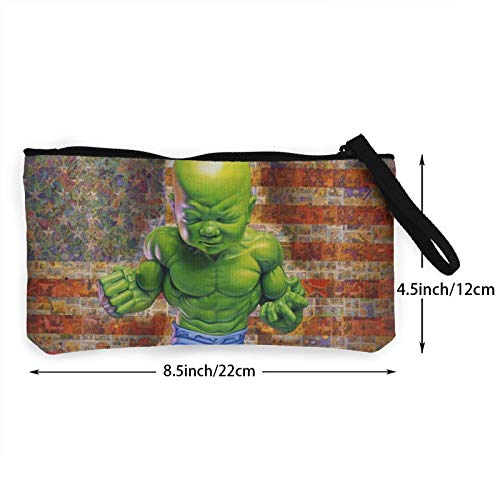 Hulk Monedero de lona de viaje Bolsa de maquillaje con cremallera RFID bolsa de efectivo para estudiantes mujeres y hombres