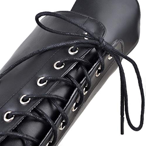 HULKY Botas Altas Mujer Plataforma Zapatos con Cordones con Piel Botas Militares Botas Punk Moto Calzado Casuales Clásicos Otoño Invierno (Negro,35)