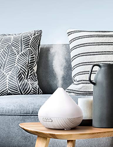 Humidificador Aromaterapia Ultrasónico 300ml TaoTronics, Difusor de Aceites Esenciales, 2019 Nuevo Versión, 7 Colores, Luz Nocturna, Temporizador, Auto-Apagado, Ambientador 2 Modos, Blanco