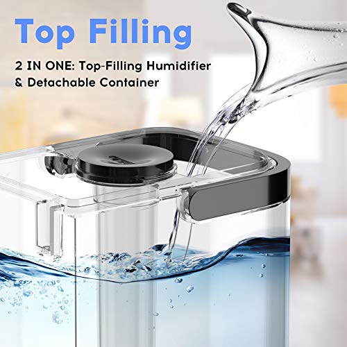 Humidificador Ultrasónico de 4,5 L Humidificador de Aire con Control Remoto y Monitor de Humedad Humidificador, Pantalla LED, Temporizador 1-12 H, Difusor de Aroma para Dormitorios de Bebés
