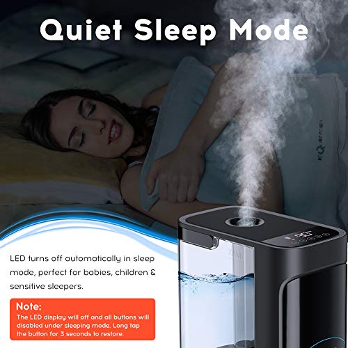 Humidificador Ultrasónico de 4,5 L Humidificador de Aire con Control Remoto y Monitor de Humedad Humidificador, Pantalla LED, Temporizador 1-12 H, Difusor de Aroma para Dormitorios de Bebés