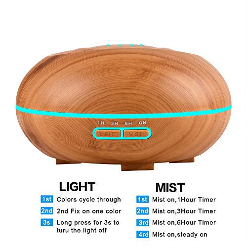 Humidificador Ultrasónico,JiaMeng 500ml Cambio de Color del difusor 7 del Aceite Esencial del purificador LED del humectador ultrasónico - JMJS063