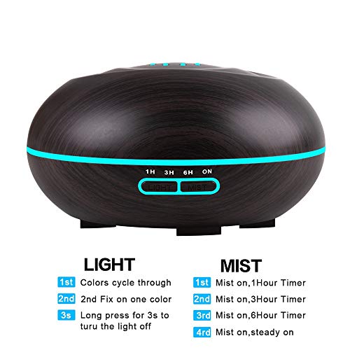 Humidificador Ultrasónico,JiaMeng 500ml Cambio de Color del difusor 7 del Aceite Esencial del purificador LED del humectador ultrasónico - JMJS063