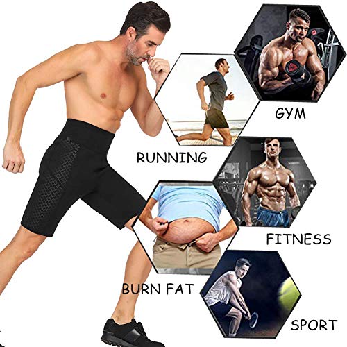 HuntDream Pantalones Deportivos de Neopreno para el Sudor de la Sauna de los Hombres Que Adelgazan los Pantalones Cortos para la Talladora del Cuerpo del Sudor del Entrenamiento