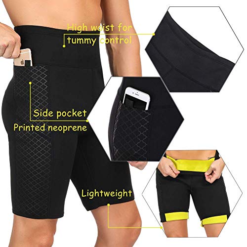 HuntDream Pantalones Deportivos de Neopreno para el Sudor de la Sauna de los Hombres Que Adelgazan los Pantalones Cortos para la Talladora del Cuerpo del Sudor del Entrenamiento