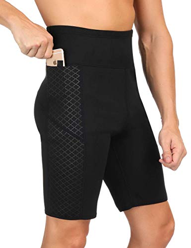 HuntDream Pantalones Deportivos de Neopreno para el Sudor de la Sauna de los Hombres Que Adelgazan los Pantalones Cortos para la Talladora del Cuerpo del Sudor del Entrenamiento