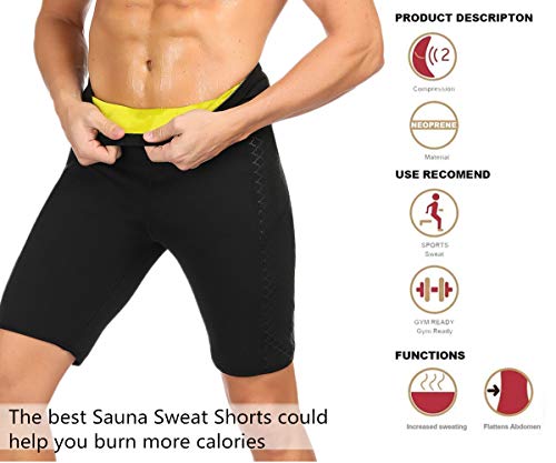 HuntDream Pantalones Deportivos de Neopreno para el Sudor de la Sauna de los Hombres Que Adelgazan los Pantalones Cortos para la Talladora del Cuerpo del Sudor del Entrenamiento
