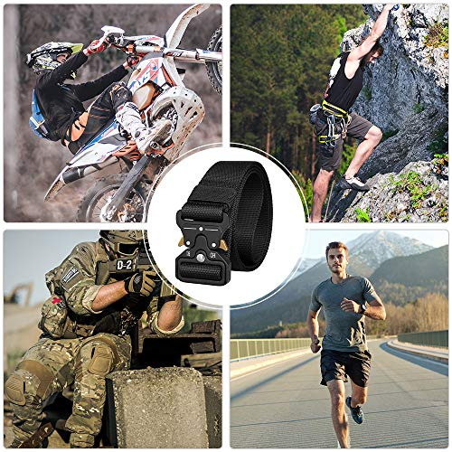 Huntvp Cinturón Táctico Cinturón Ajustable Molle Cinturón Hombre Militar Nailon Hebilla Metal Impermeable para Guardia Policía Seguridad Senderismo Trekking al Aire Libre