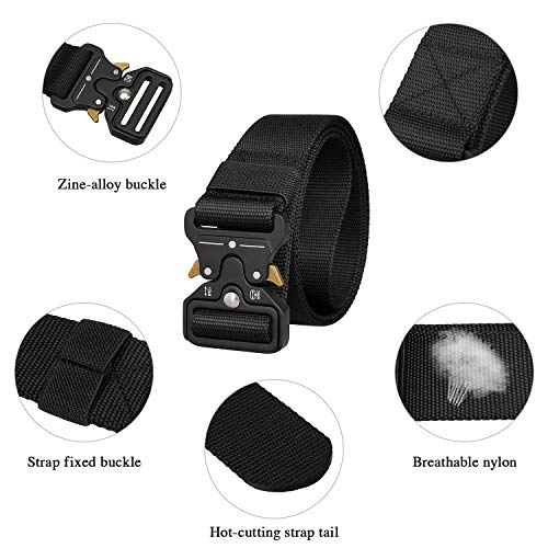 Huntvp Cinturón Táctico Cinturón Ajustable Molle Cinturón Hombre Militar Nailon Hebilla Metal Impermeable para Guardia Policía Seguridad Senderismo Trekking al Aire Libre