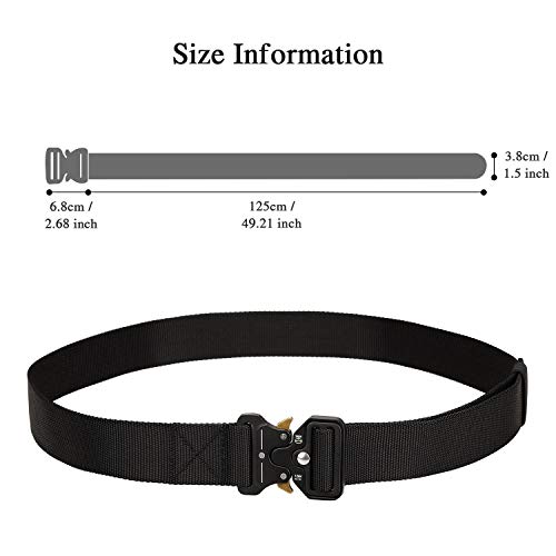 Huntvp Cinturón Táctico Cinturón Ajustable Molle Cinturón Hombre Militar Nailon Hebilla Metal Impermeable para Guardia Policía Seguridad Senderismo Trekking al Aire Libre